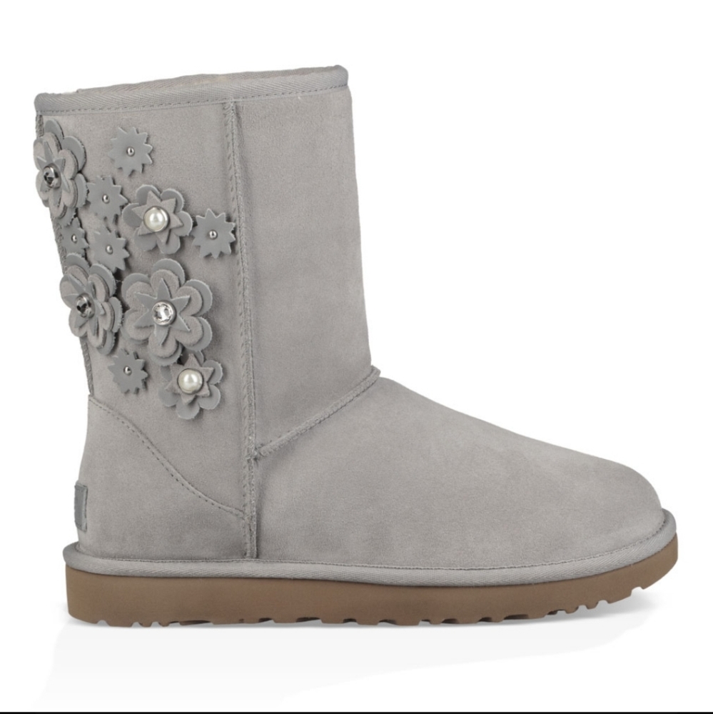 Ugg Classic Short Petal Boots Swarovski Suede Designer Winter Shearling #697